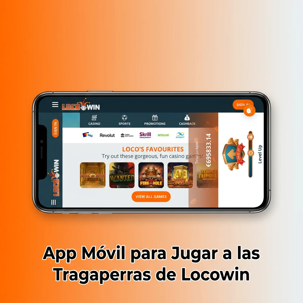 Locowin mobile app interface showing slot games on a smartphone with touch-optimized controls for iOS and Android