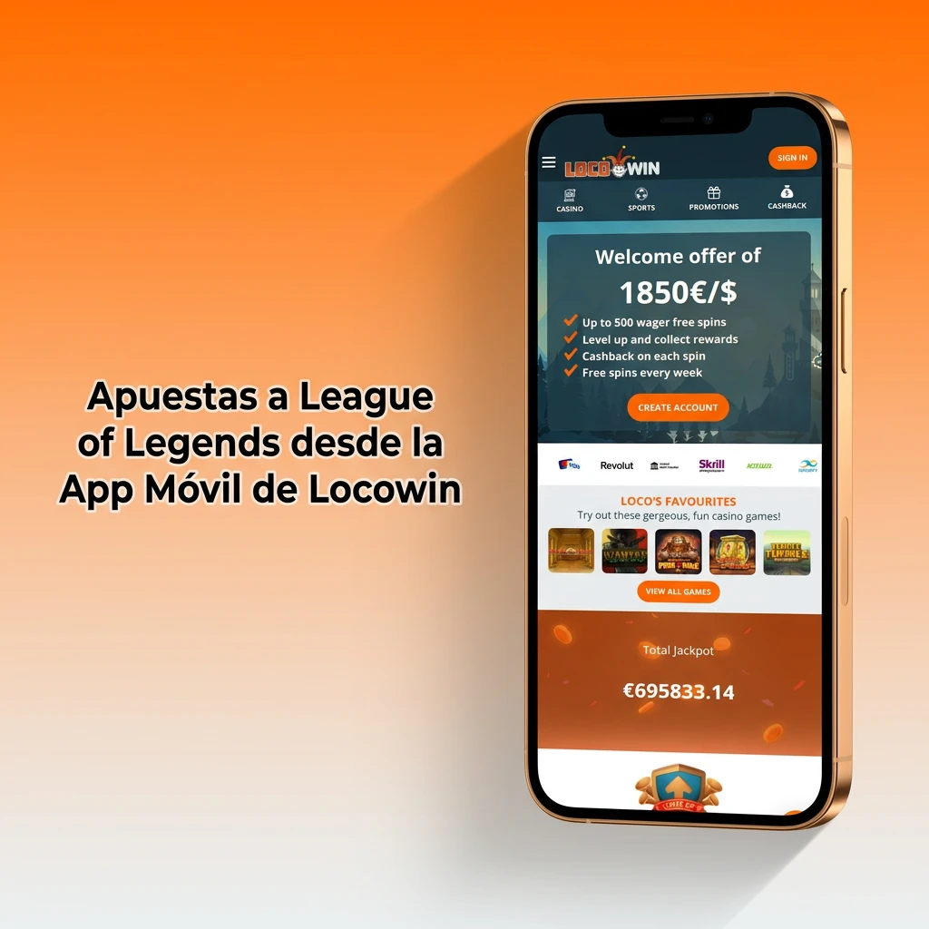 Locowin mobile app interface showing League of Legends esports betting options with live odds and tournament listings