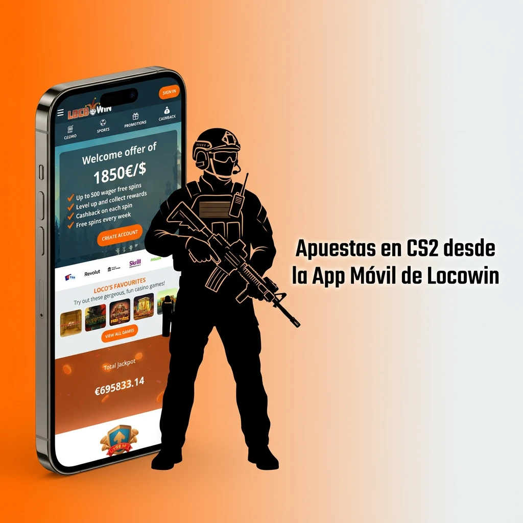 Locowin mobile app showing CS2 esports betting markets on a smartphone screen with live odds