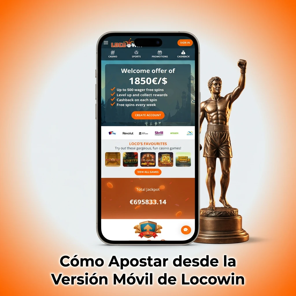 Mobile phone screen showing Locowin sports betting interface with step-by-step betting process on a browser