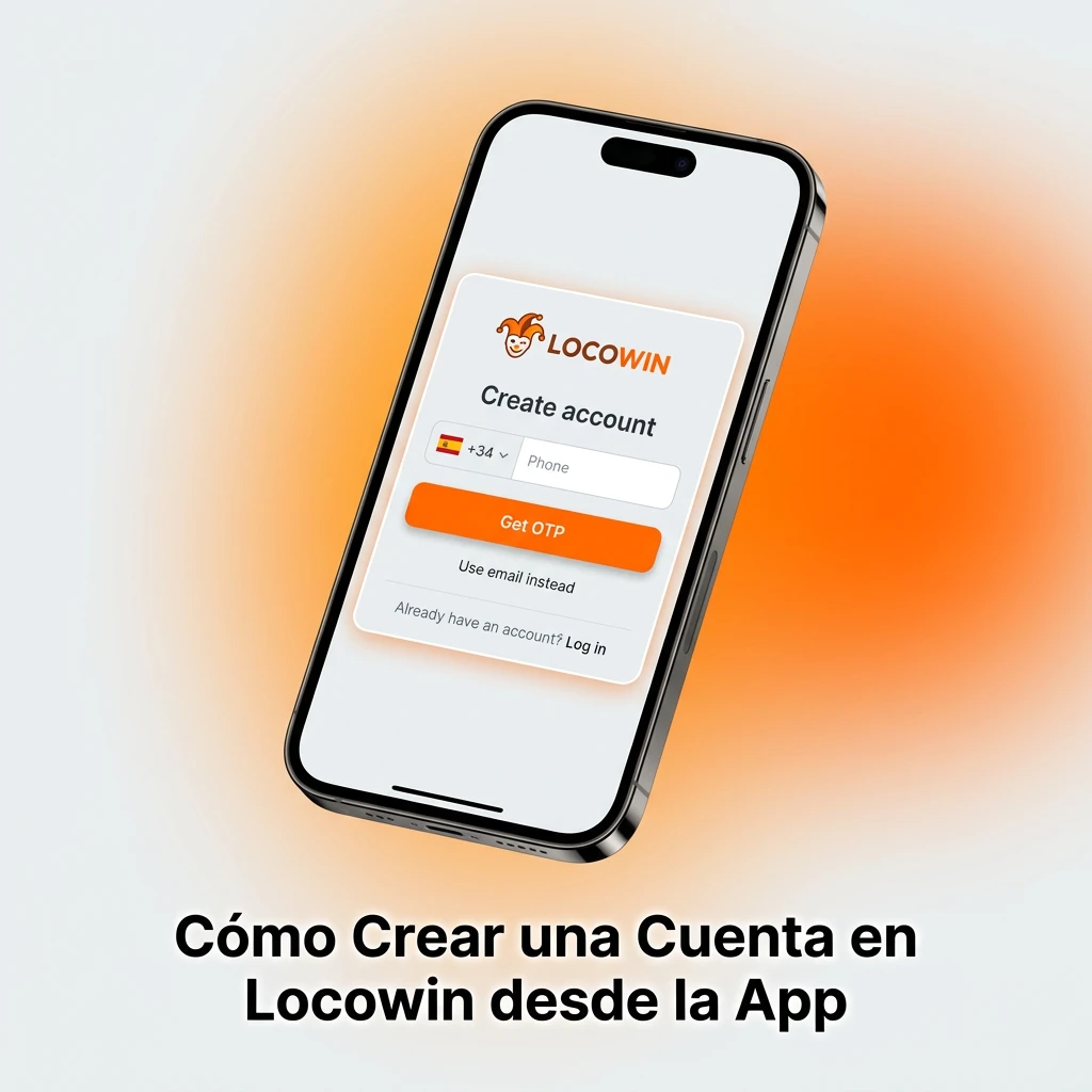 Pasos para crear cuenta en Locowin desde la app iOS: registro, datos personales y verificación por email.