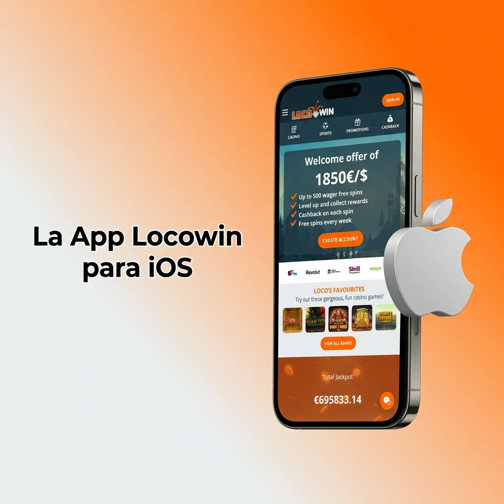 Aplicación móvil Locowin para iPhone y iPad con interfaz de casino disponible en iOS 12.0 o superior