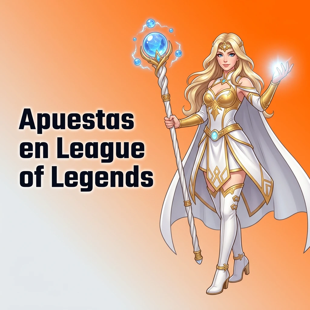 League of Legends esports betting - two teams of five champions competing on a colorful fantasy arena map