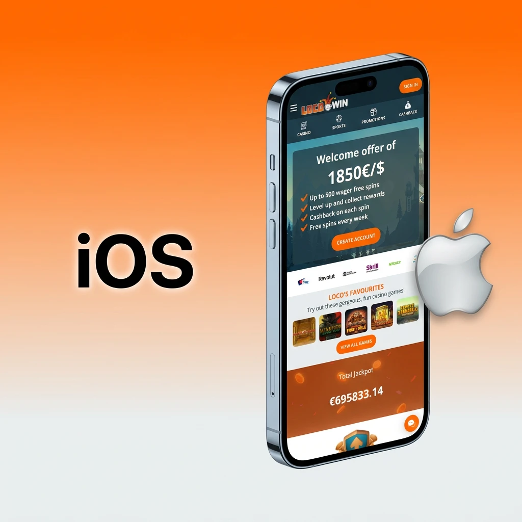 Locowin iOS app download steps for iPhone and iPad via App Store, requires iOS 12.0 or later