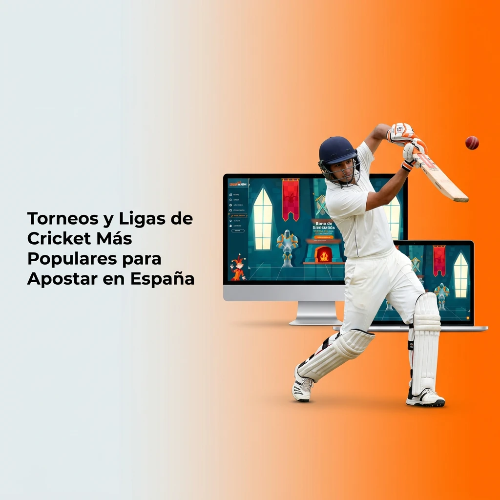 Cricket tournaments logo with ICC World Cup, T20, IPL, and The Ashes icons for Spanish betting guide