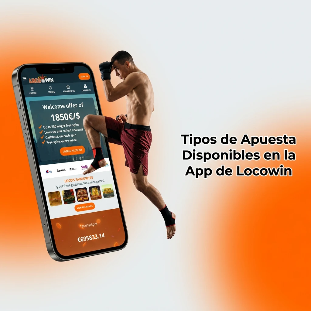 Tipos de apuesta en Locowin: simple, combinada, en directo, sistema y handicap explicados visualmente.